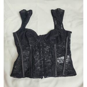Edikted Lace Lingerie Corset Bustier Womens Small Black Floral Sheer Y2k Goth